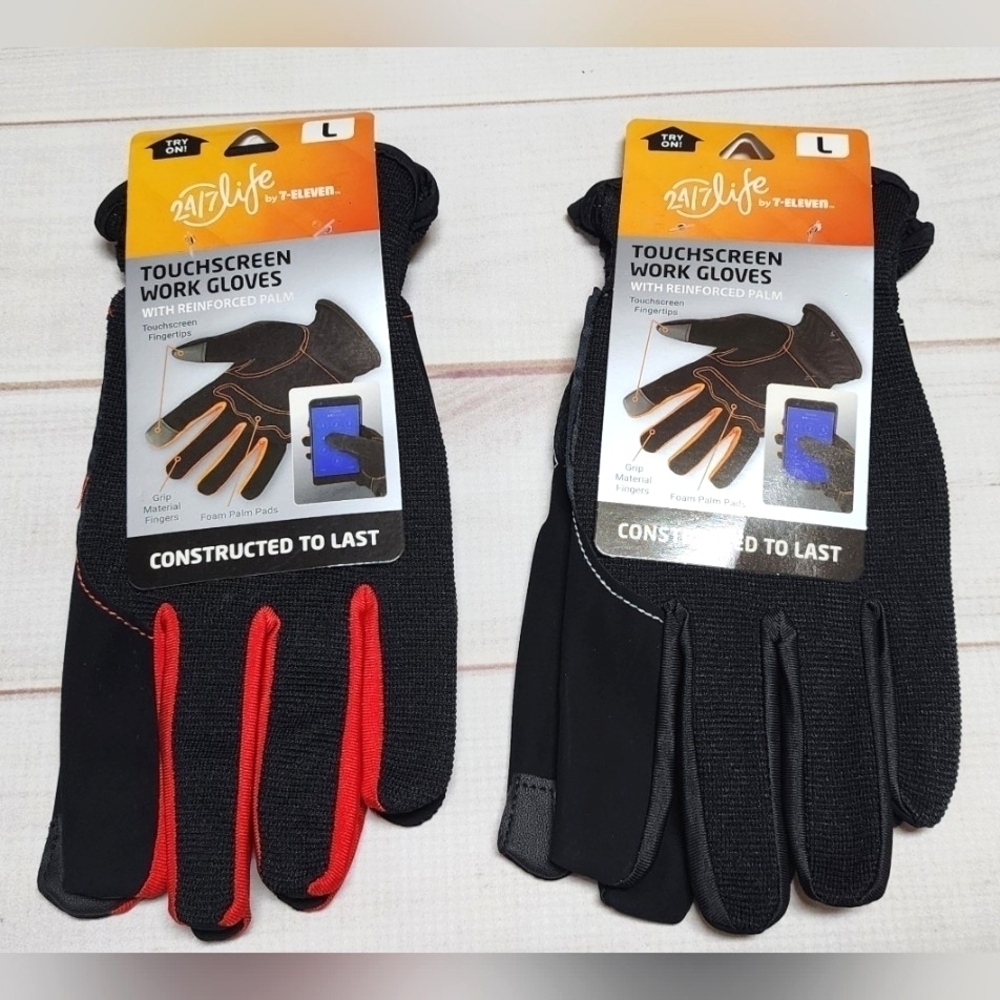 24/7 Life Two Pair of Touchsceen Work Gloves Size Large  New With Tags